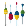 Fishing bobbers flat icons vector illustration Royalty Free Stock Photo