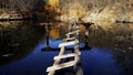 Fishing bridge by the lake