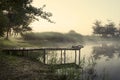 Fishing bridge, morning mist Royalty Free Stock Photo