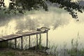 Fishing bridge, morning mist Royalty Free Stock Photo