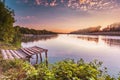 Fishing bridge on a summer morning Royalty Free Stock Photo