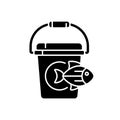 Fishing bucket black glyph icon
