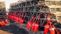 Fishing buoys and lobster traps Royalty Free Stock Photo