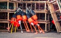 Fishing buoys and lobster traps Royalty Free Stock Photo