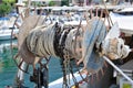 Fishing cable drum on a trawler boat