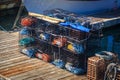 Fishing cages on wooden jetty