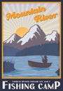 Fishing Camp Near Mountain River Poster