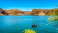 Fishing on Canyon Lake in the Desert Landscape of Tonto National Forest Royalty Free Stock Photo