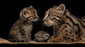 Fishing cat and kitten portrait with space for text, object on side, great for designs Royalty Free Stock Photo