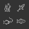 Fishing chalk icons set Royalty Free Stock Photo