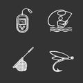 Fishing chalk icons set Royalty Free Stock Photo