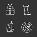 Fishing chalk icons set Royalty Free Stock Photo