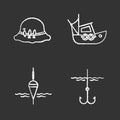 Fishing chalk icons set Royalty Free Stock Photo