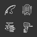 Fishing chalk icons set Royalty Free Stock Photo