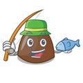 Fishing chocolate candies mascot cartoon