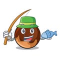 Fishing chocolate donut mascot cartoon