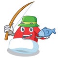 Fishing Christmas hat character cartoon