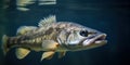 Fishing close-up shut of a zander fish under water, created with Generative AI technology Royalty Free Stock Photo