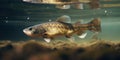 Fishing close-up shut of a zander fish under water, created with Generative AI technology Royalty Free Stock Photo