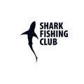 Fishing Club. Emblem or logo with Shark. Vector illustration.