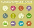 Fishing colored grunge icons