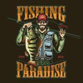 Fishing colorful label in vintage style