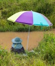 Fishing colorful umbrella. Royalty Free Stock Photo