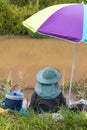 Fishing colorful umbrella. Royalty Free Stock Photo