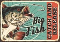 Fishing colorful vintage horizontal poster