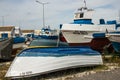 Fishing craft boats ashore - Peniche, Portugal Royalty Free Stock Photo