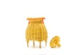 Fishing creel, basketwork made from bamboo isolated on white Royalty Free Stock Photo