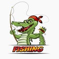 Fishing Crocodile Colorful emblem