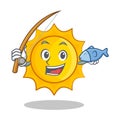 Fishing cute sun character cartoon