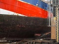 Fishing cutter on the slipway in Harlingersiel Royalty Free Stock Photo