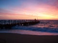 Fishing at dawn. Fisherman. Sea.