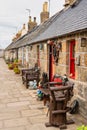 Fishing district with typical houses of ancient times in the city of Aberdeen, Footdee, Scotland.