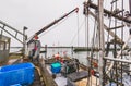 Fishing dock in the morning with cloudy day Royalty Free Stock Photo