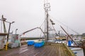 Fishing dock in the morning with cloudy day Royalty Free Stock Photo