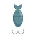 Fishing double hook icon cartoon vector. Marine fishery