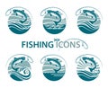 Fishing emblems set