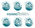 Fishing emblems set