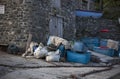 Fishing equipment at Cadgwith Cove, Cornwall, England Royalty Free Stock Photo