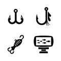 Fishing Equipment. Simple Related Vector Icons