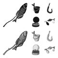 Fishing, fish, shish kebab .Fishing set collection icons in black,monochrom style vector symbol stock illustration web. Royalty Free Stock Photo