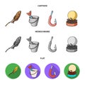 Fishing, fish, shish kebab .Fishing set collection icons in cartoon,flat,monochrome style vector symbol stock Royalty Free Stock Photo