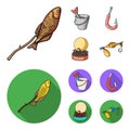 Fishing, fish, shish kebab .Fishing set collection icons in cartoon,flat style vector symbol stock illustration web. Royalty Free Stock Photo