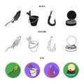 Fishing, fish, shish kebab .Fishing set collection icons in cartoon style vector symbol stock illustration web. Royalty Free Stock Photo