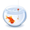 Fishing in fishbowl Royalty Free Stock Photo