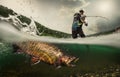 Fishing. Fisherman and trout Royalty Free Stock Photo