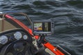 Fishfinder, echolot, fishing sonar at the boat Royalty Free Stock Photo